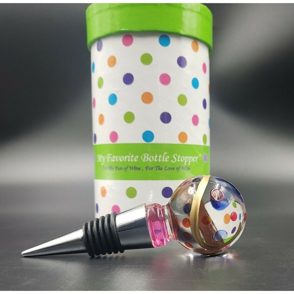 Polka Dot Art Glass Celebrate Wine Bottle Stopper MoMo Panache Glee Helen James